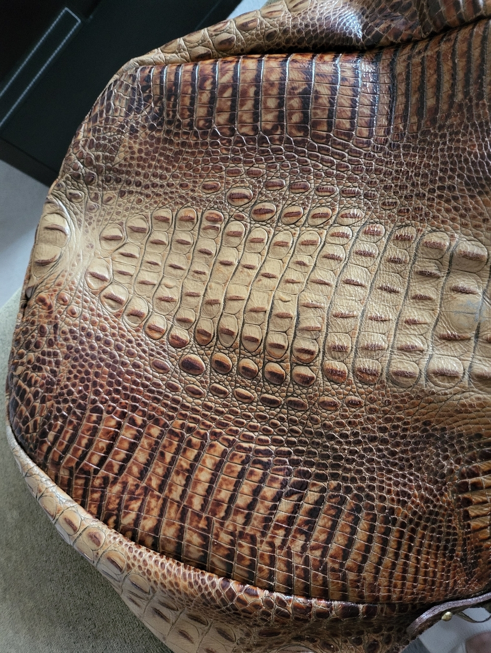 Brahmin Croc-embossed Leather Shoulder Bag/tote In Almond /brown. - Picture 5 of 16